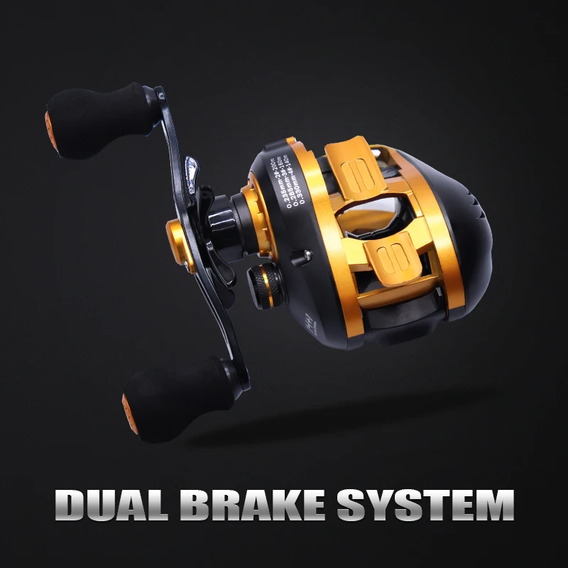 Lawaia Magnetic and Centrifugal Dual Brake Fishing Reel 14+1BB Baitcasting Reel 8.5KG Drag Carbon Baitcasting Reel