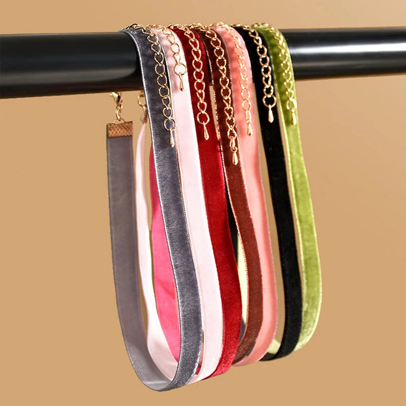 

2PCS Colorful Velvet Choker Necklace For Women Cute Girls Retro Gothic Collar Necklaces Female Jewelry Party Gift