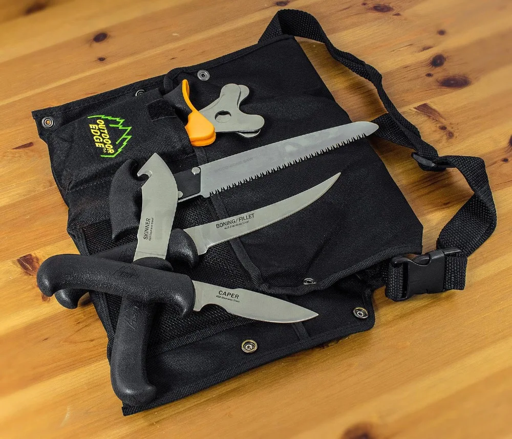 outdoor edge Butcher Lite BL 1 8 Piece Field Butcher kit with Belt Scabbard Quality Knives
