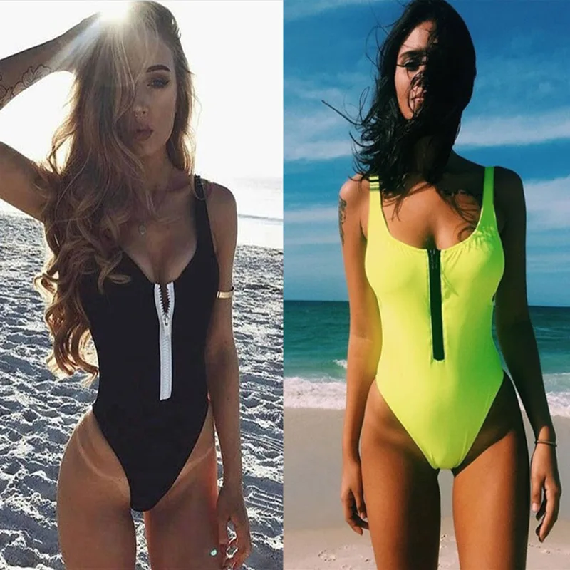 

Bikini 2018 Women Push Up Bikini Set With zipper Biquini Swimsuit Sexy Swmwear Beach Swim Wear Bathing Suit Fluorescence Color