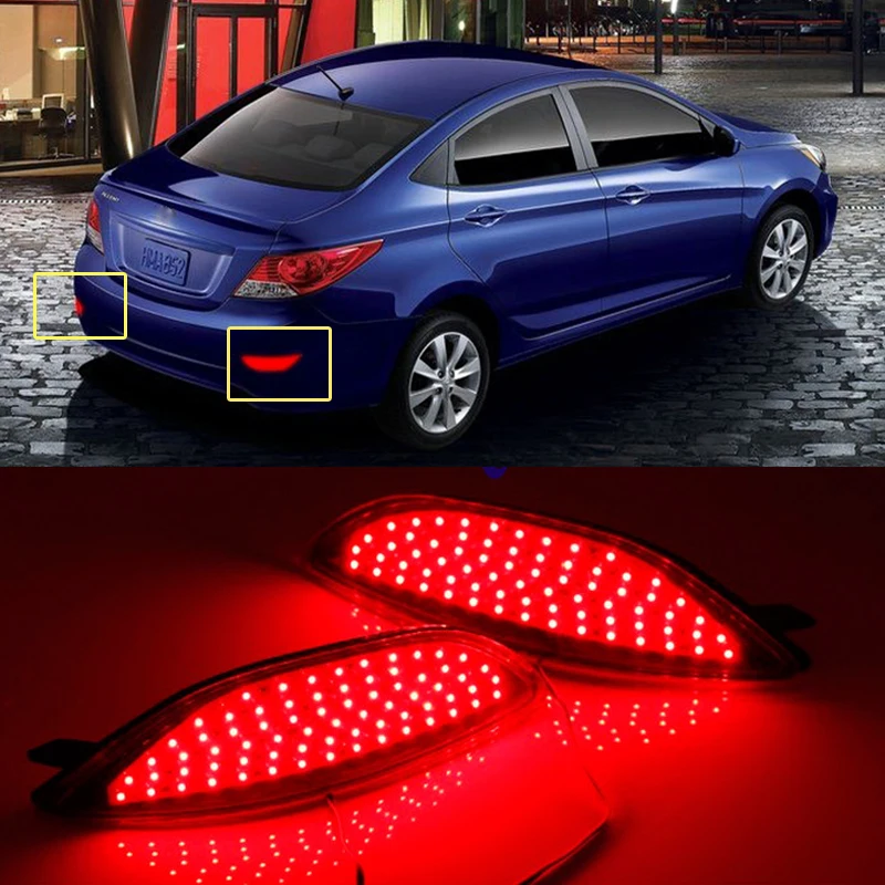 

CAPQX Refit LED Brake light For Hyundai Solaris Accent Verna 2008-2015 Rear Bumper Reflector Warning Light Tail light Fog Lamp