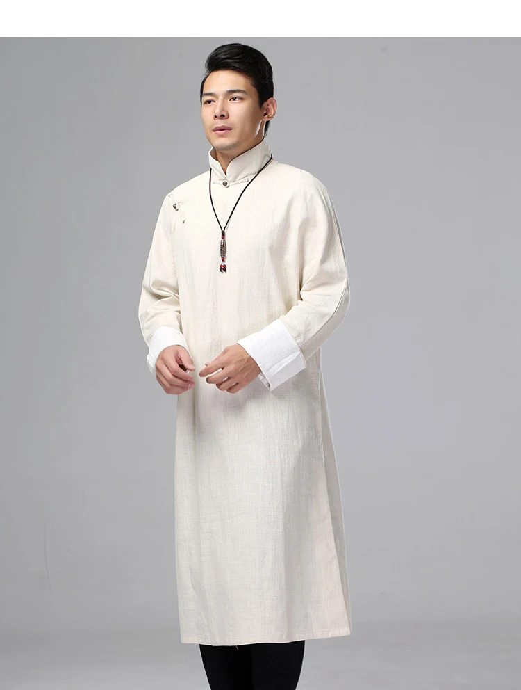 LZJN мужские льняные рубашки Китайская одежда платья с длинными рукавами рубашки винтажный халат этнический наряд Masculina Gomlek Мужская рубашка MF-6