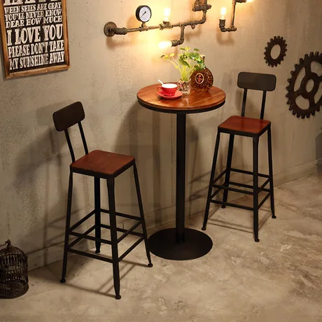 Столы для кафе мебель из массива дерева+ железо круглый барный стол Маленький журнальный столик минималистичный стол современного дизайна сборка 45*45*105 см