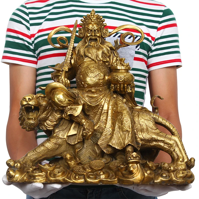 

42CM # office home house efficacious Talisman Protection # Money Drawing Martial the god of fortune Zhao Gongming Brass statue