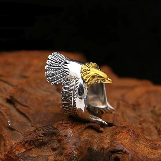Золотой орел властная личность кольцо 925 anillos серебро для мужчин или женщин Свадьба золотой мир голубь кольцо панк рок