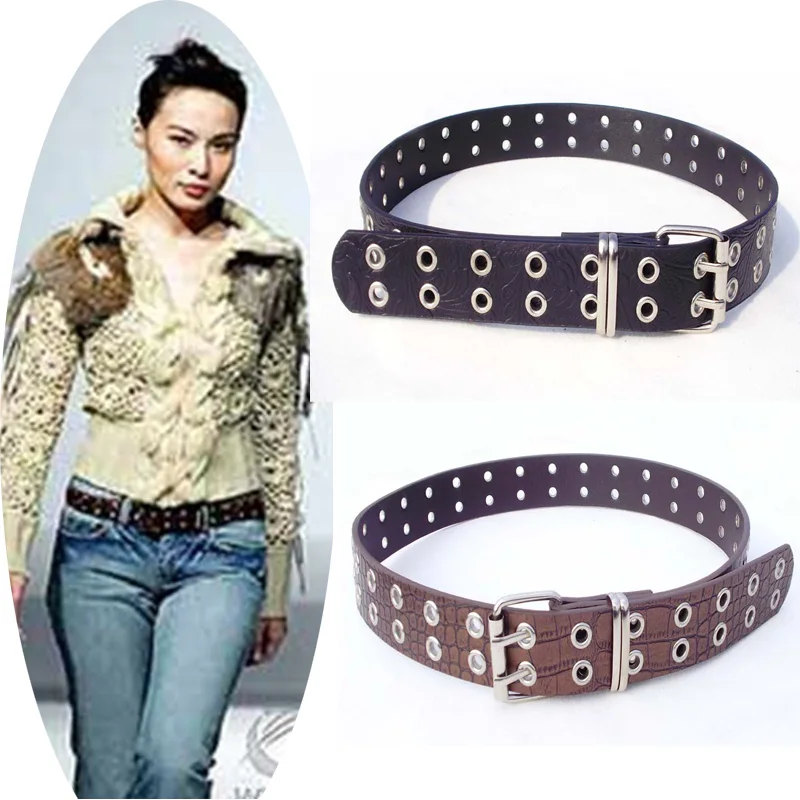 

New Fashion Faux leather Punk Rivet metal buckle wild waistband for women men jeans Decorative Wide belt dress accessories