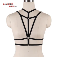 Черная обвязка для тела мягкий эластичный бандажный Бюстгальтер Регулировка Топы бондаж, БДСМ-белье Готический Фетиш сексуальный женский пояс
