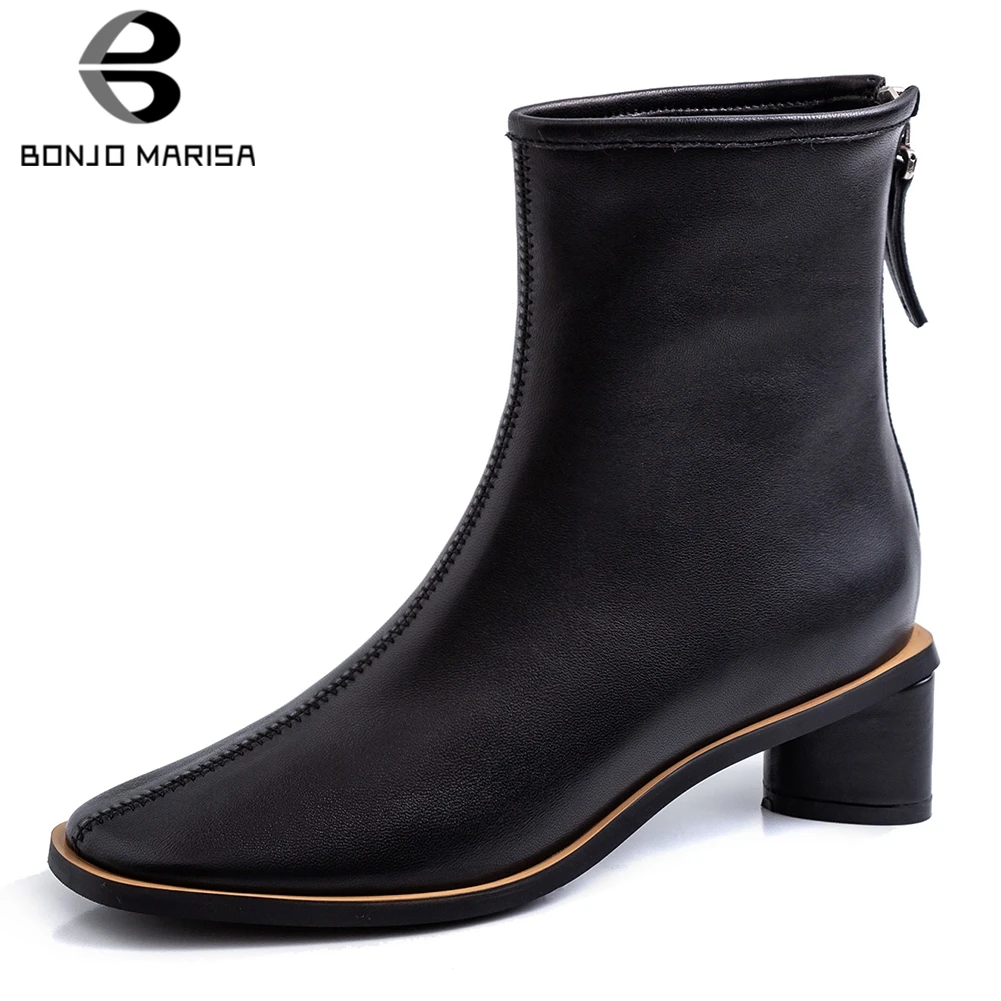

BONJOMARISA Large Size 33-41 New Fashion Hot Sale Sheepskin High Quality Ankle Boots Woman Shoes Zipper Shoes Woman Boots
