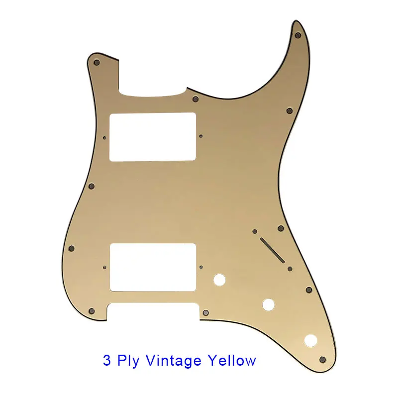 Качественная электрогитара Pickguard с 11 отверстиями, пластина с царапинами HH PAF, катушка хамбакера для США \ Мехико Fd гитара Stratocaster запчасти - Цвет: 3Ply Vintage Yellow