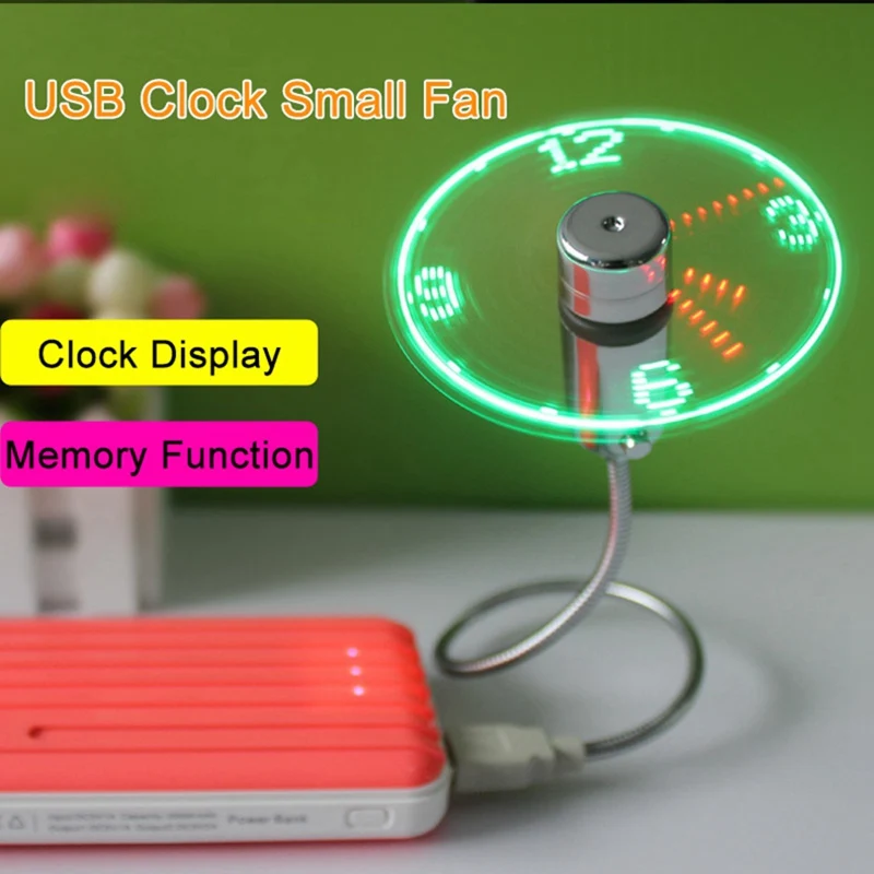 Портативный мини USB вентилятор Портативные гаджеты гибкий гусиная шея светодиодный часы для ноутбука ПК Ноутбук Powerbank дисплей в реальном времени