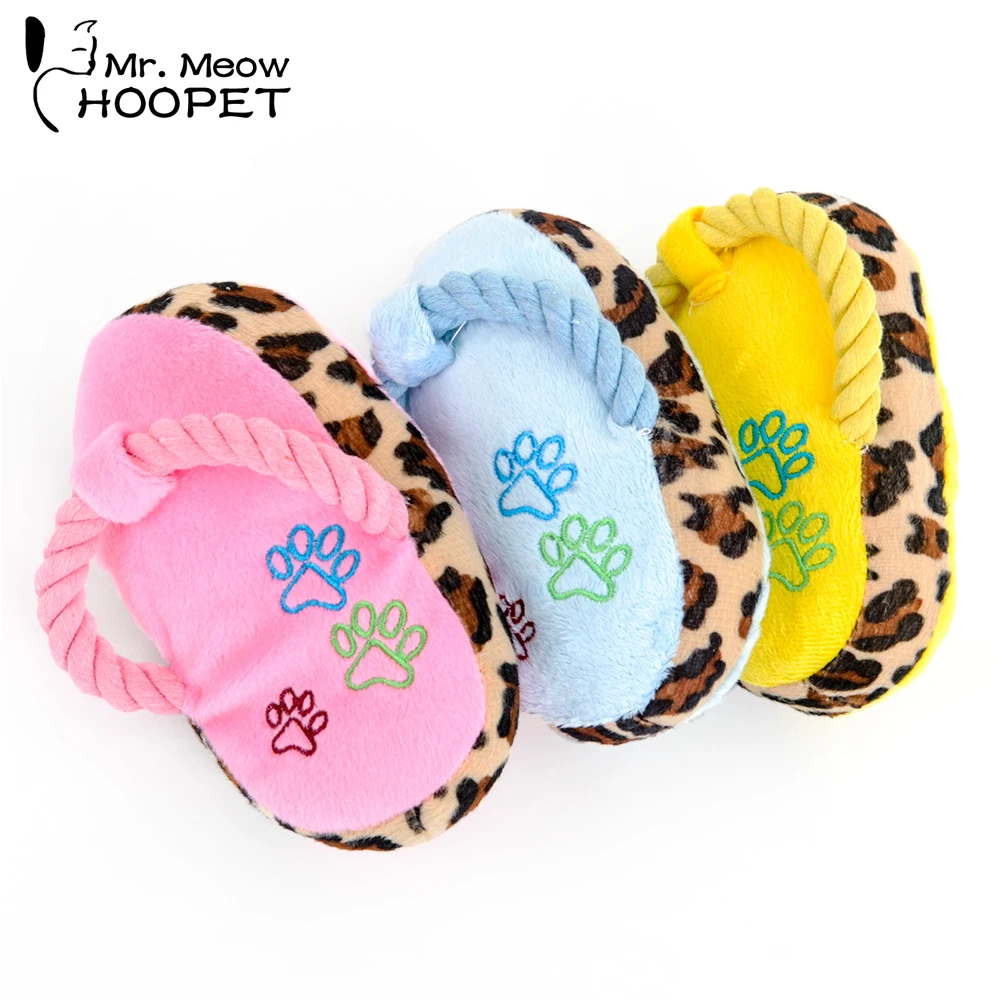 

Hoopet Dog Cat Toy Pet Puppy Chew Play Cute Plush Slipper Shape Squeaky Toys For Dog Pets Supplies Factory Direct