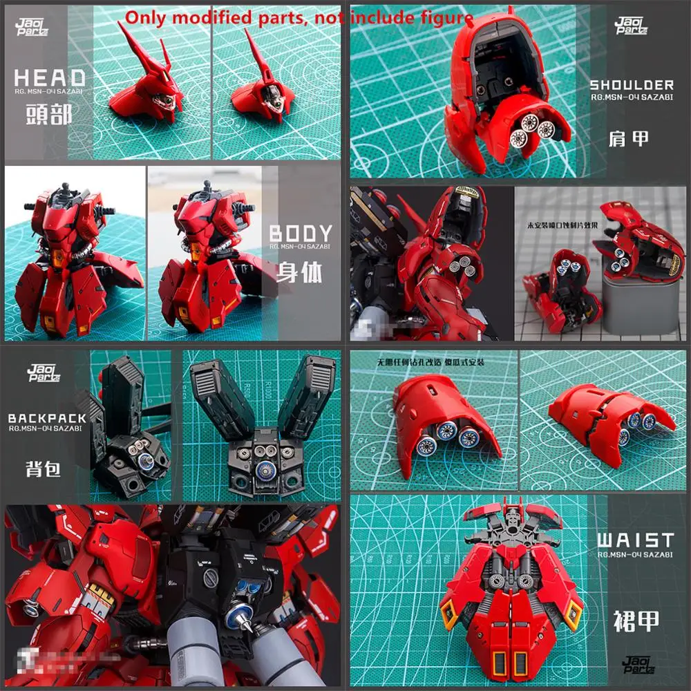 JAOparts металлические модифицированные части набор для Bandai RG 1/144 MSN-04 Sazabi Gundam с наклейкой и выгравированным листом DJ026