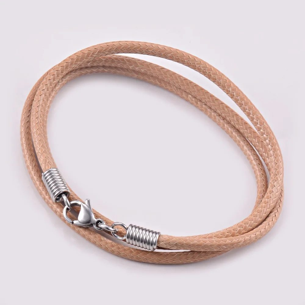 2,5 мм 10 шт плетеная веревка из нержавеющей стали 12 цветов шнуры ожерелья и подвески SS застежка-карабин шнур