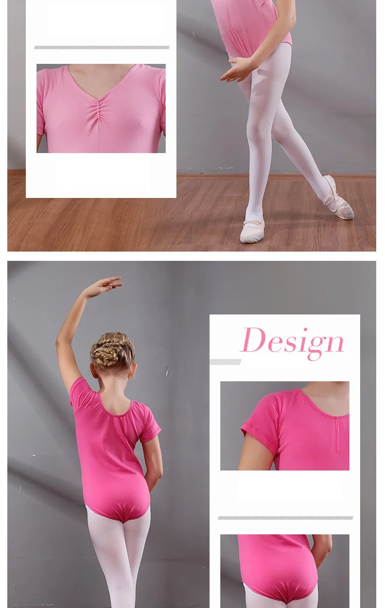 Детский балетный танцевальный костюм с короткими рукавами и круглым вырезом, танцы комбинезон для девочек, танцевальный купальник, боди
