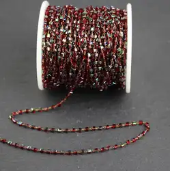 Новое поступление! Красный Стекло бусины в форме Куба цепи, провода, завернутые латунь ссылки Цепочки и ожерелья Jewelry Mini 2 мм бусины