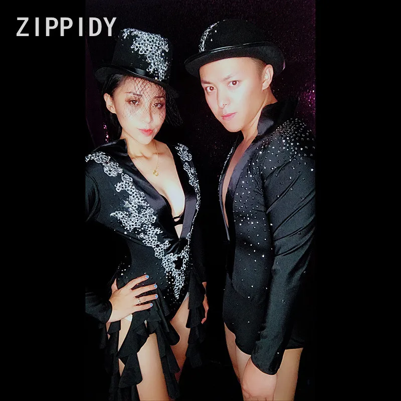 

2018 Rhinestones Stretch Bodysuit Nightclub Dance Show Prom Party Outfit Fringes Bodysuit Women Or Men Female Singer Clothes