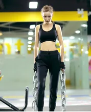The new yoga clothing female outfit Seamless sports bra Fitness running riding two-piece loose nine minutes of pants