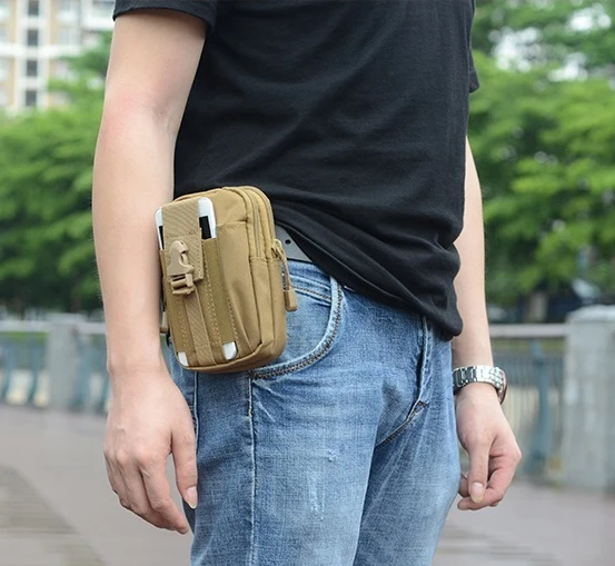 

multi-functional vertical design mobile bag wear on belt canvas practical wear-resistant waterproof tactics mini small hanging