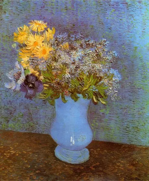 

Decoration oil painting Van Gogh canvas flowers painting Vase with Lilacs, Daisies and Anemones for wall decoration No Frame