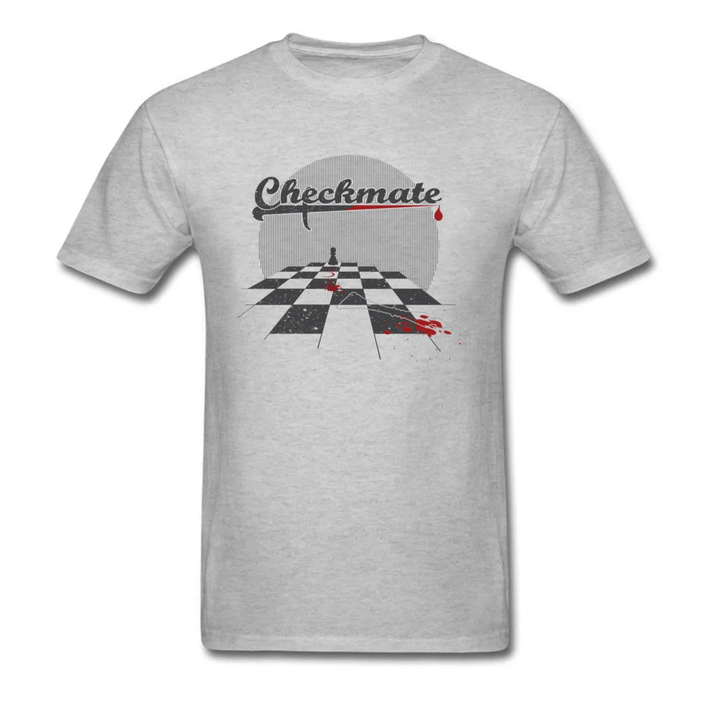 Checkmate T Shirt Chess Lover Tshirt Men Strategic Game T-shirts Grey Cotton Tops Tees No Fade Unique Clothes All | Мужская одежда