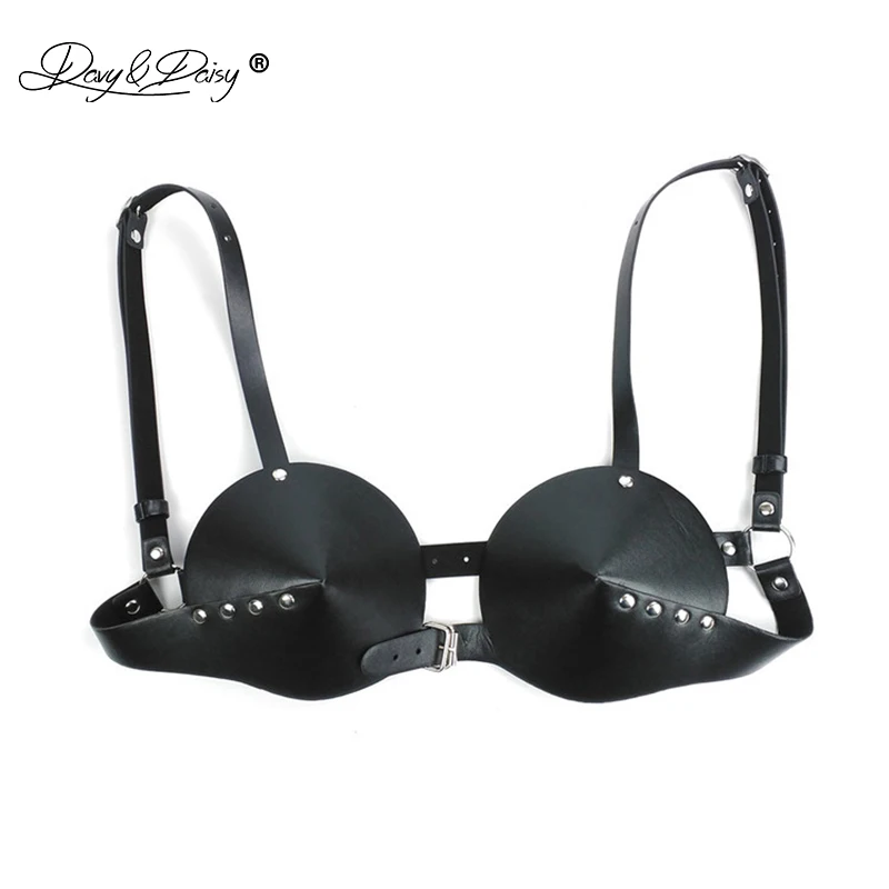 DAVYDAISY Women Sexy Bra PU Leather Bralette Porn Intimates Sexy Lingerie Cropped Top Female Underwear Erotic Bras BR501