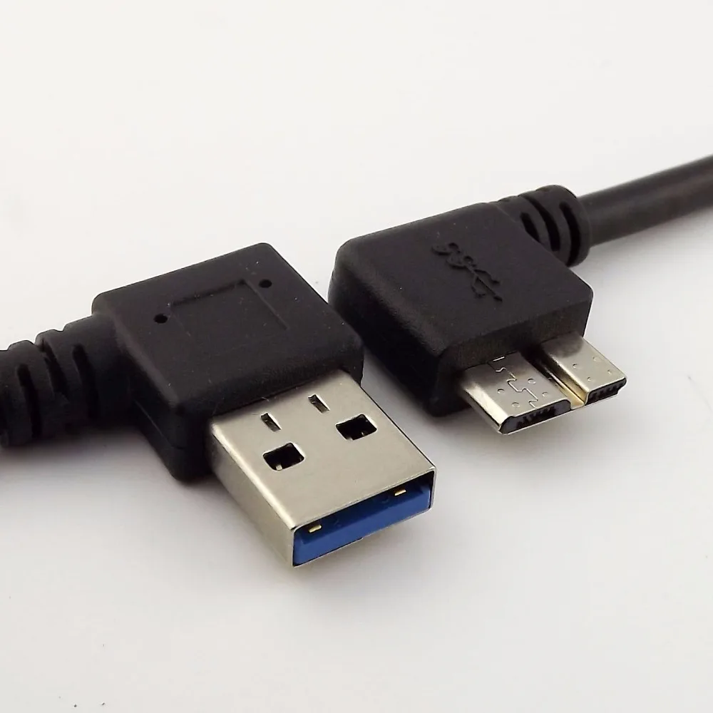 1 шт. USB 3,0 правый угловой мужчина к микро левым угловым B Мужской кабель адаптера данных 27 см