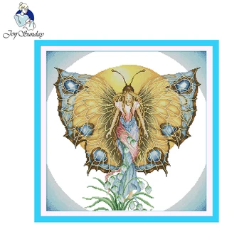 

Joy Sunday Spirit of Butterfly Count Cross Stitch 11CT14CT Print Cross Stitch Set Chinese Cross-stitch Kit Embroidery Needlework