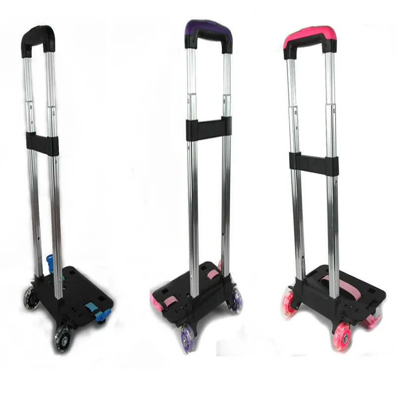Folding Pulling Rod Bracket Rolling Cart Trolley School Bags Parts Kids Cartoon Two wheels Trolley