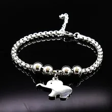 Серебряные цветные браслеты из нержавеющей стали для женщин, браслеты из нержавеющей стали со слоном, ювелирные изделия BB1206D