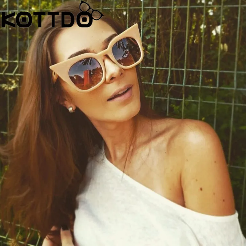 

KOTTDO Cat Eye Plastic Sunglasses Women Fashion Cateye Red ladies Sunglass Black Eyewear Brand Designer Sun Glasses oculos