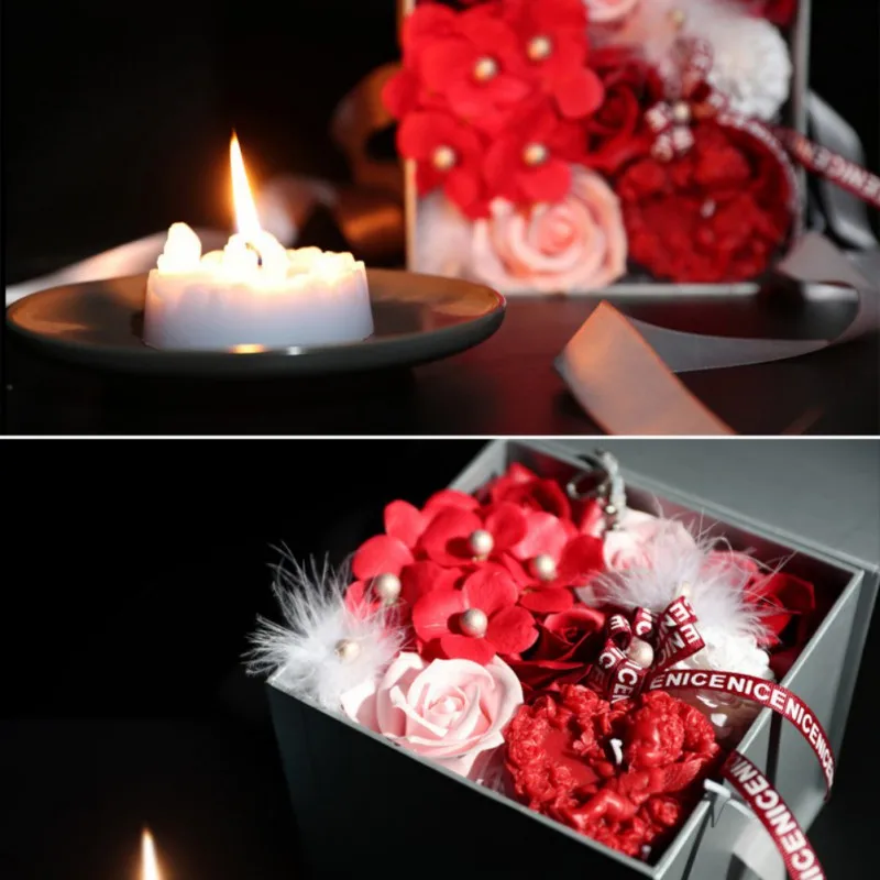 Флок Свеча Стиль ароматизированное мыло искусственная Роза банная Ангел розовая Подарочная коробка Свадьба Валентина романтические