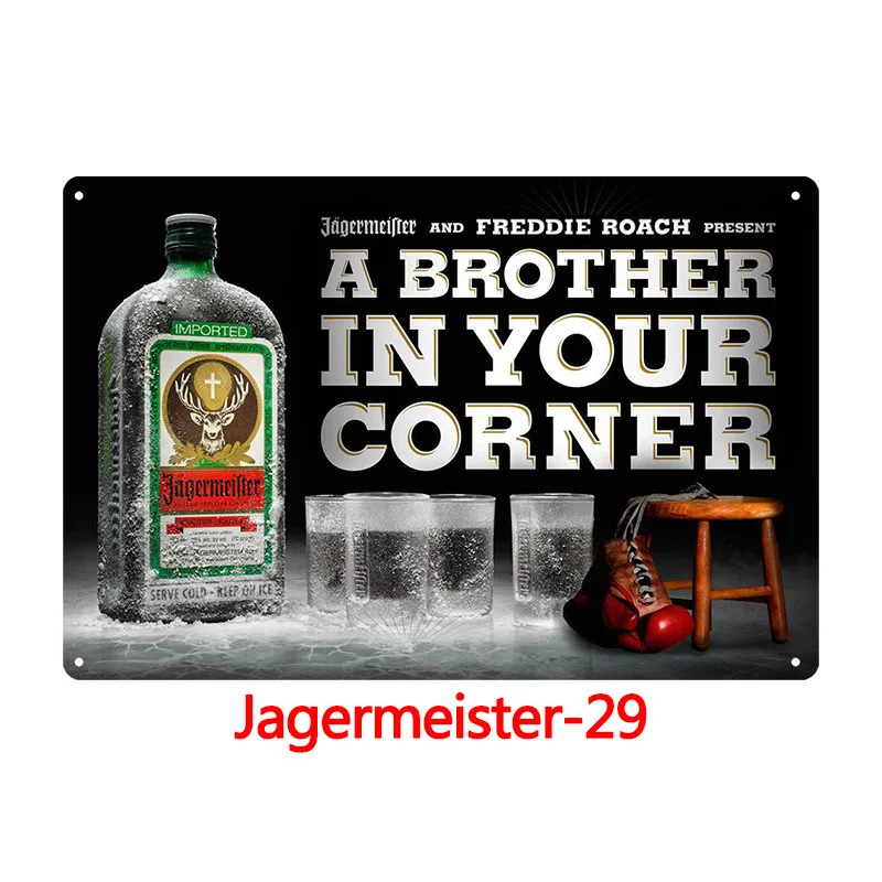 Алкогольный напиток Jagermeister голова оленя плакат Классическая Настенная Наклейка Декор домашнего бара старинная металлическая пластина виски Вино Олово знак - Цвет: Темно-серый