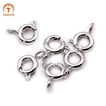 

10 Pcs 8mm silver Plated Round Spring Clasp necklace Findings Simple Brass Round Clasp DIY Making Jewelry Supply