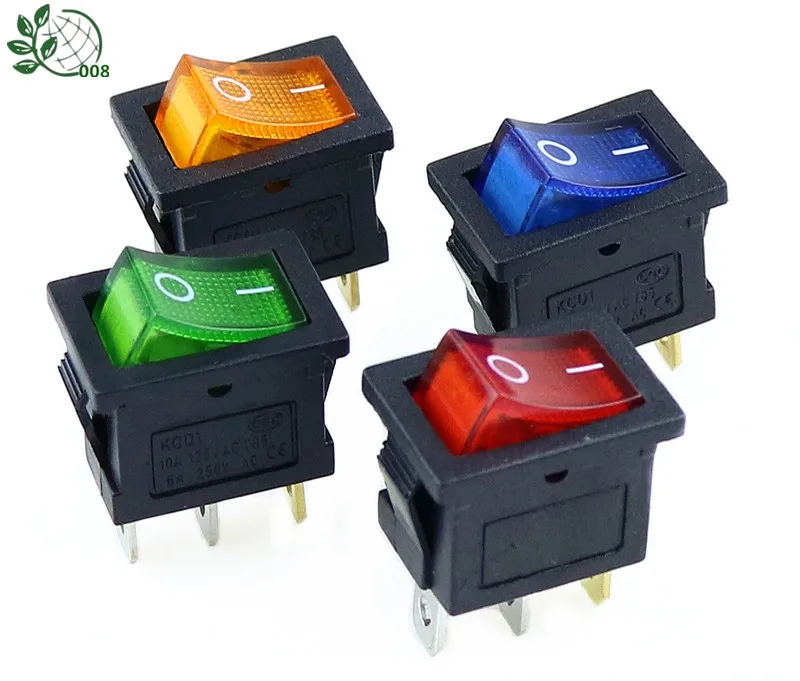Светодиодный выключатель прямоугольный рокер 6A 250V 10A 250 V 5 шт.|on/off rocker switch|dash cardash led