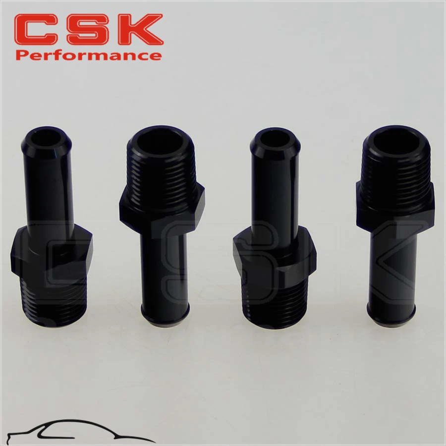 

4PCS ALUMINUM 1/2" NPT MALE STRAIGHT TO 5/8" HOSE BARB NIPPLE AN10 FITTING BLACK