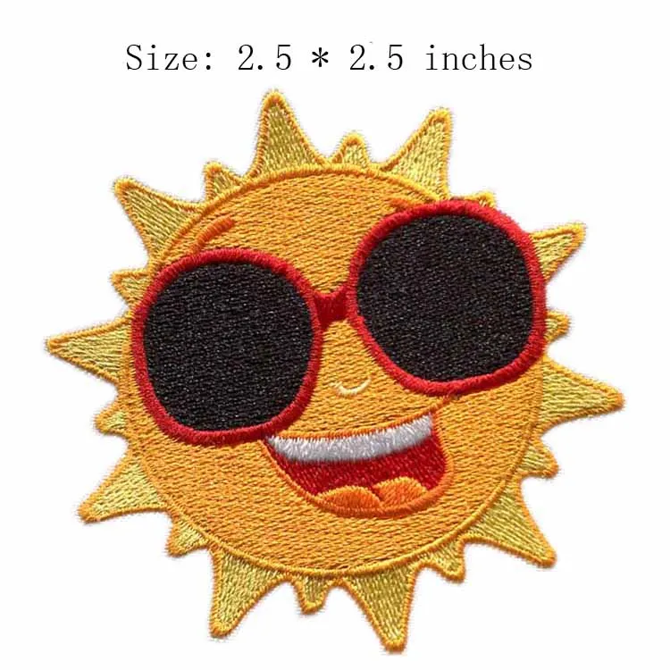 Sunshine embroidery patch 2.5"wide/ /Wear glasses patch/self adhesive/smilingin Patches from