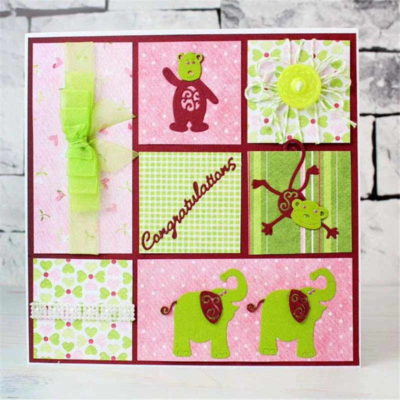 

YaMinSanNiO Cute Bear Metal Cutting Dies New 2019 for Animal Dies Scrapbooking Card Decor Craft Dies Embossing Peper Die Cut