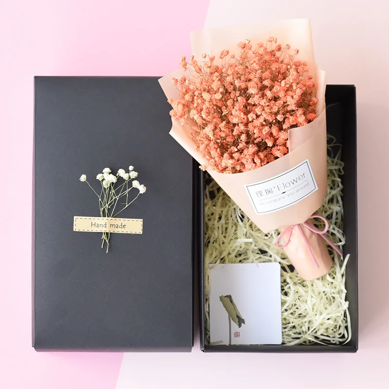 1 шт., изготовленные вручную свадебные украшения, маленький подарок для дам, Гипсофила искусственная, цветок, сухоцветы с подарочной коробкой PT23 - Цвет: orange