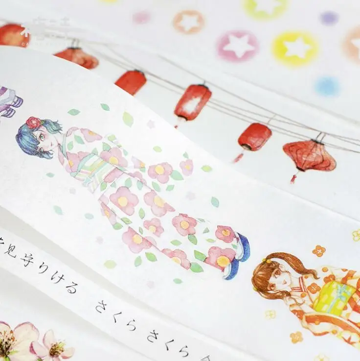 Японский Кио девушка васи клейкая лента DIY Скрапбукинг наклейка этикетка Маскировка для ремесла лента