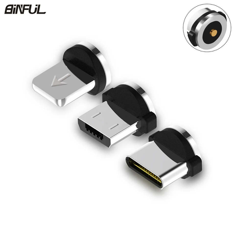 

Magnetic Charger Cable Male Plug For Samsung Huawei Xiaomi Redmi Note 5 Oneplus 6 Micro USB Type C Magnet Charging Metal Plug