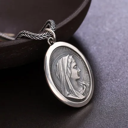 S925 серебряные Ретро Для мужчин и Для женщин модные Девы Марии Цепочки и ожерелья Иисус католический бренд святая подвеска