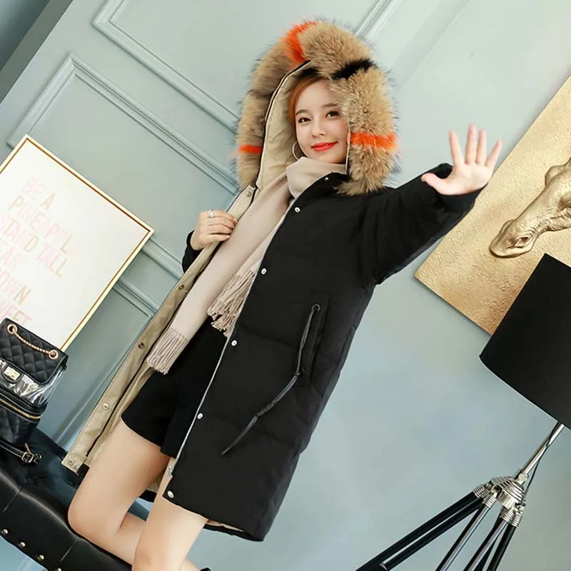 Bas Couleur Brick Nouvelle Capuchon Le Qualité Femmes Haute À Nuw212 Taille Chaud Vers Mode Hiver black Veste Long Moyen Grande 2018 Red apricot Solide De 7qFzp1An