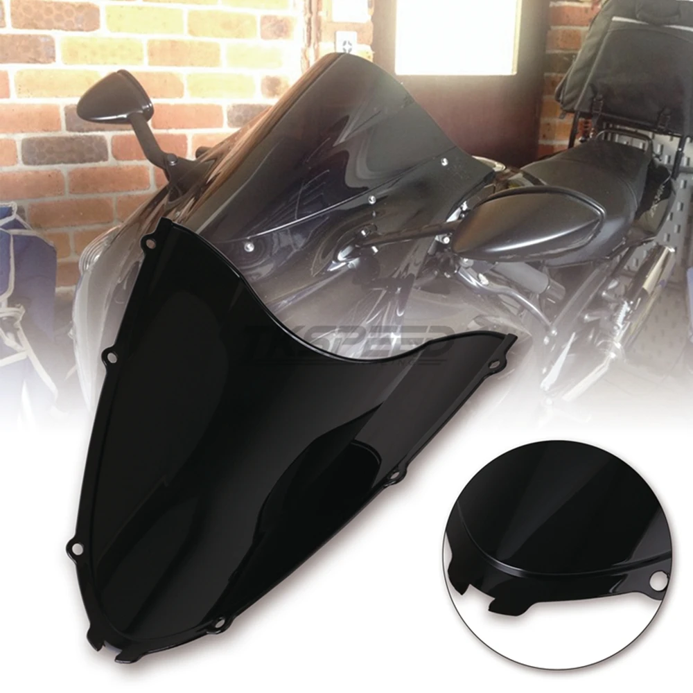 Черный мотоцикл лобовое стекло двойной пузырь для Kawasaki Ninja ZX14R ZX 14R ZZR1400 ZZR 1400 2006 2007