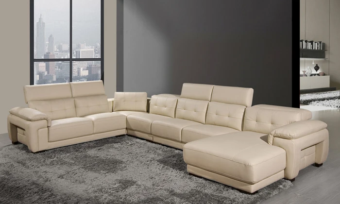 

Free Shipping 2015 New Modern Large Sofa U Shaped Genuine Leather Sofas Solid Wood Frame Furniture Corner leather Sofa Modern
