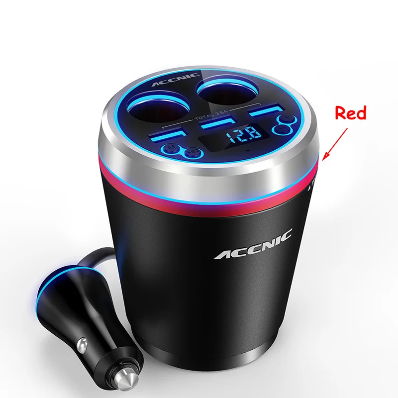 accnic C1 FM USB передатчик автомобильный прикуриватель для прикуривателя адаптер зарядных порта USB для автомобиля Bluetooth Micro/TF SD музыкальный плеер MP3 плеер - Название цвета: Red