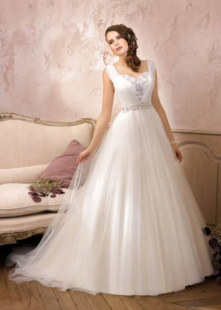New Listing A-Line Tulle and Satin Wedding Gowns Chapel Train Dresses 2015 | Свадьбы и торжества