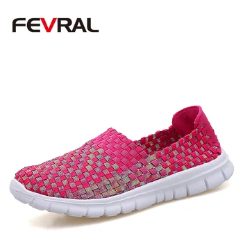 

FEVRAL 2020 New Woman Hot Light Sneakers Summer Breathable Female Cheap Casual Shoes Lady Comfortable Hand-woven Women Shoes