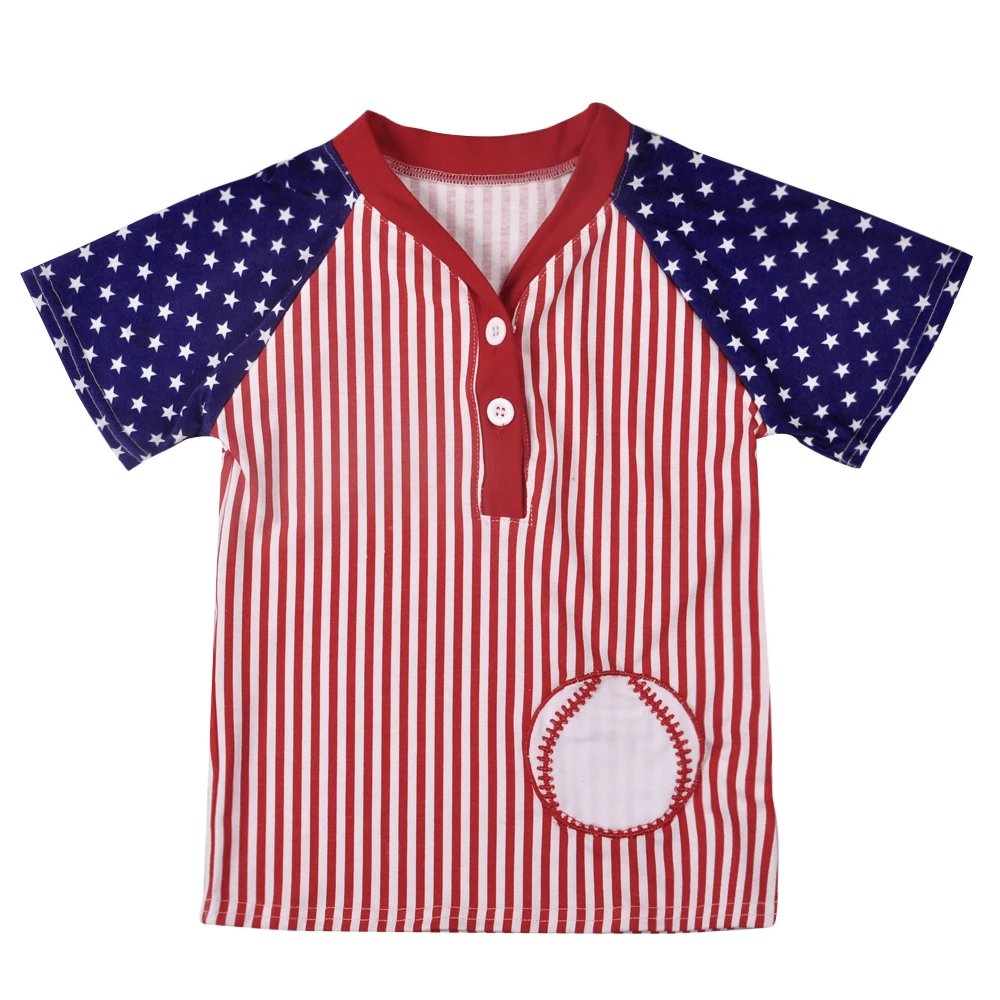 

More promotion Newborn Baby 4th Of July Spring Boutique Cotton Baby Clothing Top T-shirt clothing BSY803-017