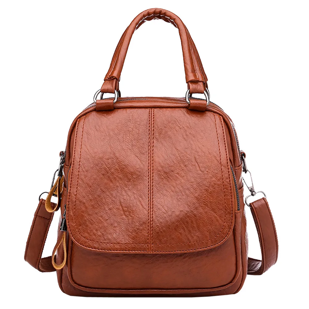

Women Backpack Leather Dual-Use Backpack Vintage School Backpacks Women Hasp Soft Handle Detachable Shoulder Strap Backpacks#30