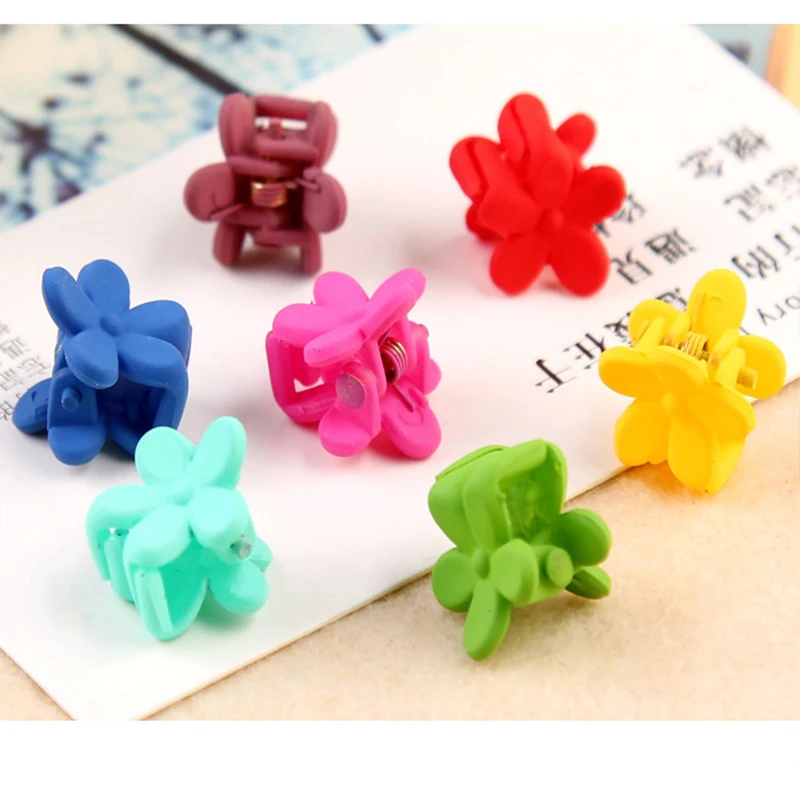 

10PCS random color cute child girl hairpin small flower clip 4 claw plastic hairpin baby hair accessories hairpin
